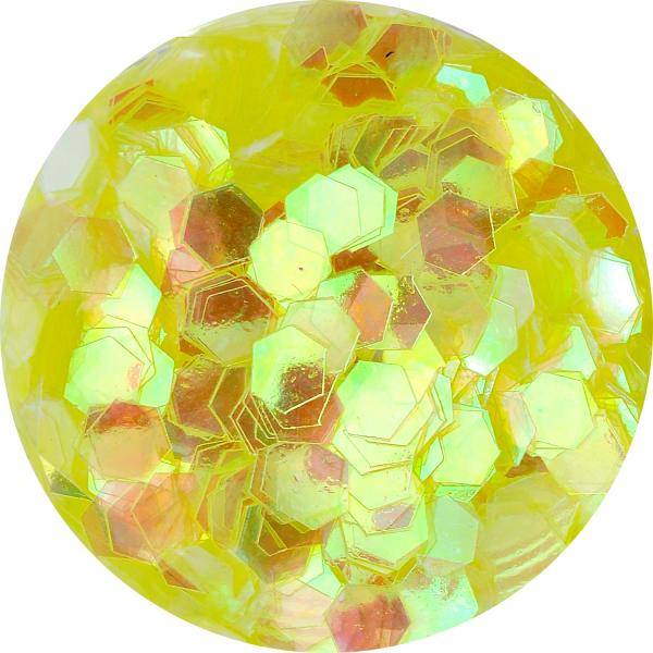 Konfety hexagony - 16. krikľavožlté aqua hologram