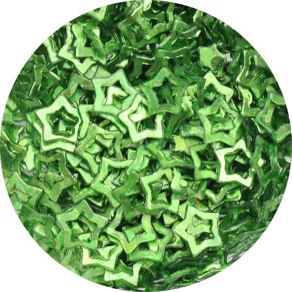 Konfety hviezdičky duté - 8. zelené metal hologram