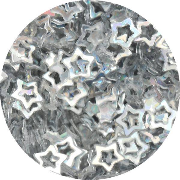Konfety hviezdičky duté - 9. strieborné metal hologram