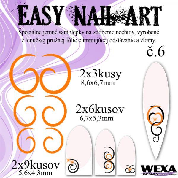 Easy Nail Art č. 6 - oranžová
