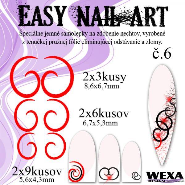 Easy Nail Art č. 6 - červená