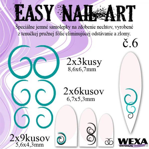 Easy Nail Art č. 6 - tmavotyrkysová
