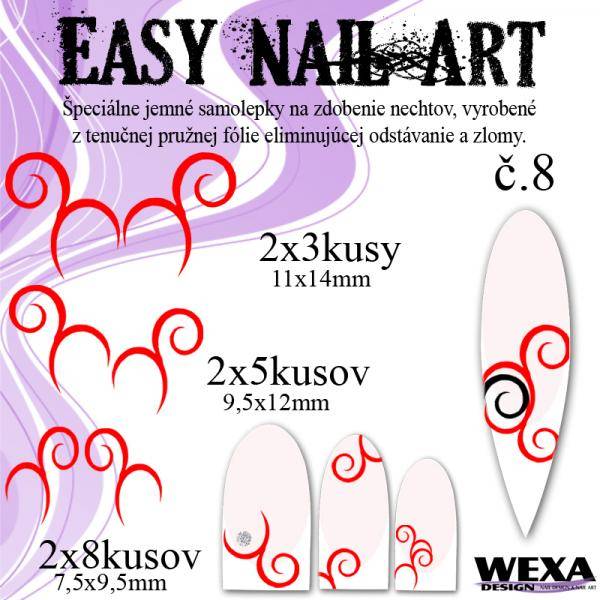 Easy Nail Art č. 8 - červená