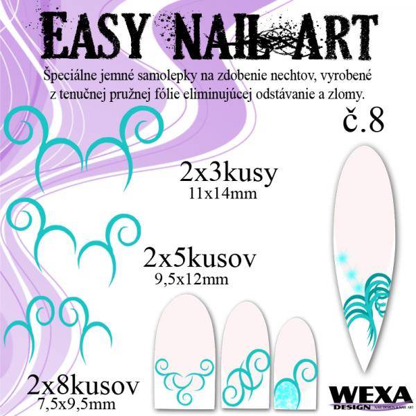 Easy Nail Art č. 8 - bledotyrkysová