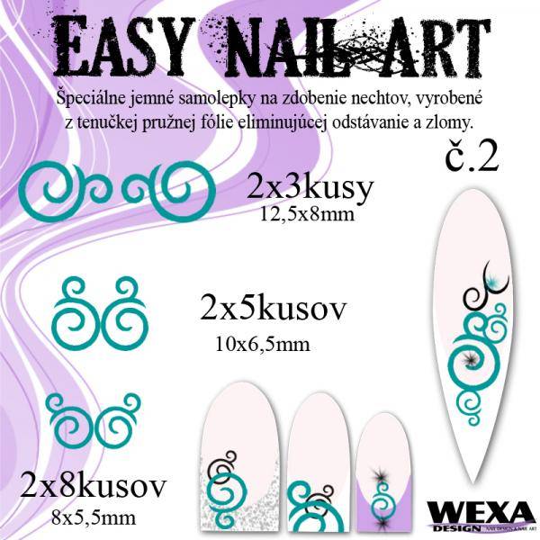 Easy Nail Art č. 2 - tmavotyrkysová