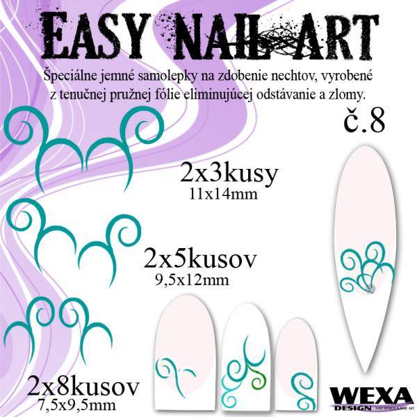 Easy Nail Art č. 8 - tmavotyrkysová