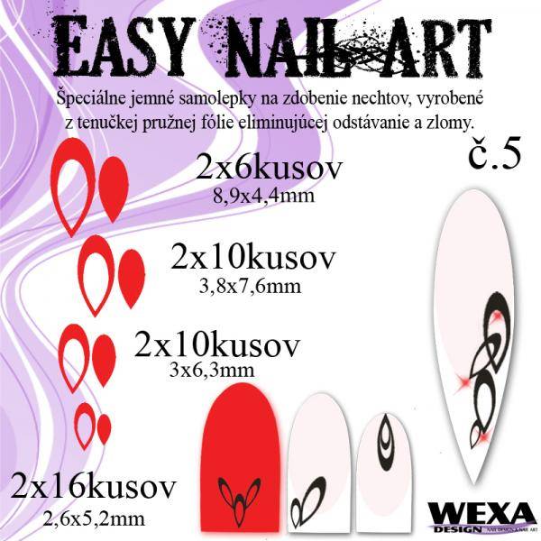 Easy Nail Art č. 5 - červená