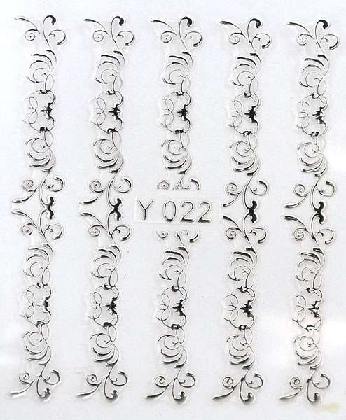 3D silver nálepky na nechty Y022