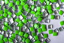 Kovová ozdoba na nechty - Neon green square 3mm
