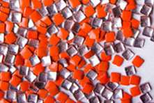 Kovová ozdoba na nechty - Neon orange square 3mm