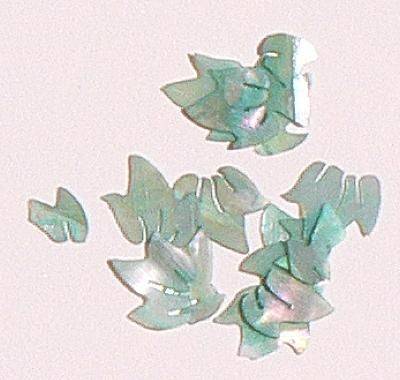Mušle ornamenty lístočky - zelenomodré 16