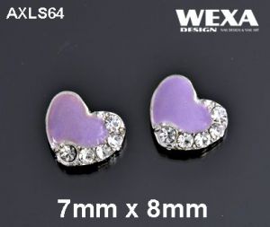 3D ozdoby na nechty AXLS64 - heart jewerly lila
