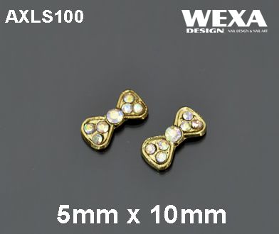 Crystal 3D Deco - AXLS100 - zlatá mašlička s kamienkami