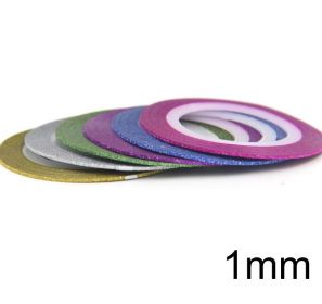 Samolepiaci pásik na nechty Glitter 1mm | Gold, Pink, Lila, Blue, Green