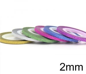 Samolepiaci pásik na nechty Glitter 2mm | Pink, Lila, Blue, Green