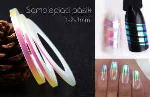 Samolepiaci pásik na nechty Transparent Holographic | 2mm, 3mm