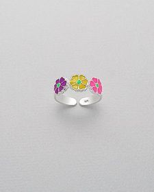 Strieborný mini prstienok Farebné kvety