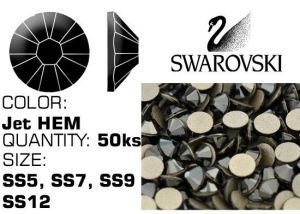 Kamienky na nechty Swarovski F - Jet HEM  | SS5 (1,7 - 1,9mm), SS7 (2,1 - 2,3mm), SS9 (2,5 - 2,7mm) , SS12 (3 - 3,2mm)