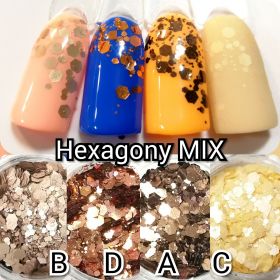 Konfety glittre na nechty hexagony MIX  | MIX A, MIX B, MIX C, MIX D 