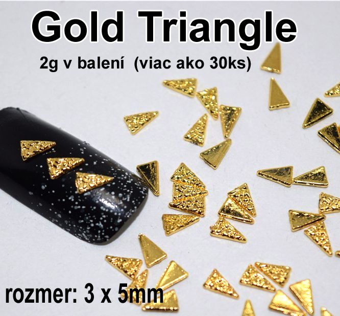 Kovová ozdoba na nechty - Gold Triangle