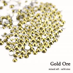 Sklenené kamienky na nechty 500ks MIX | Gold Ore, Light Colorado Topaz