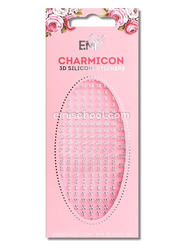 Charmicon 3D Silicone Stickers Letters Silver - AKCIA