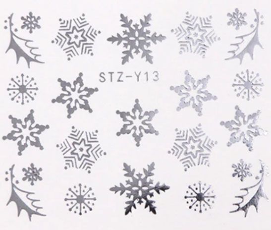 Vianočné vodolepky na nechty STZ-Y13 silver