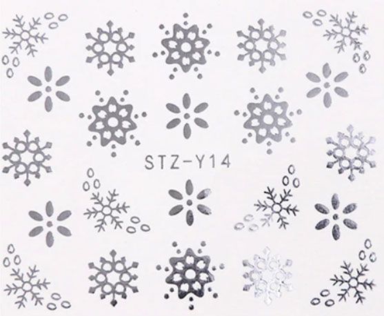 Vianočné vodolepky na nechty STZ-Y14 silver