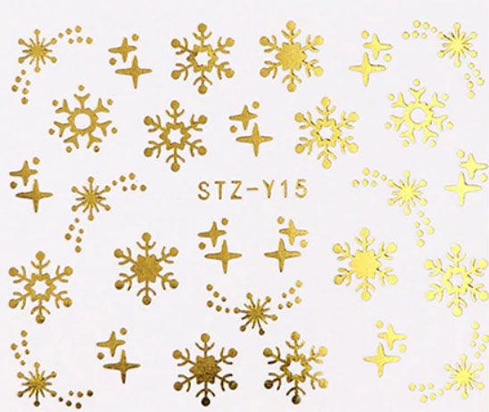 Vianočné vodolepky na nechty STZ-Y15 gold