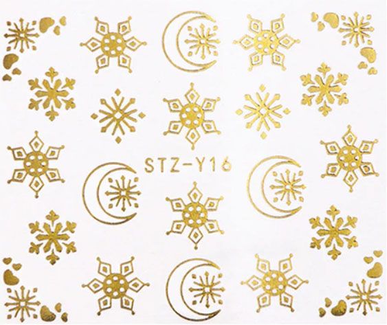 Vianočné vodolepky na nechty STZ-Y16 gold