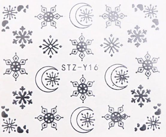Vianočné vodolepky na nechty STZ-Y16 silver