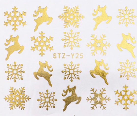 Vianočné vodolepky na nechty STZ-Y25 gold