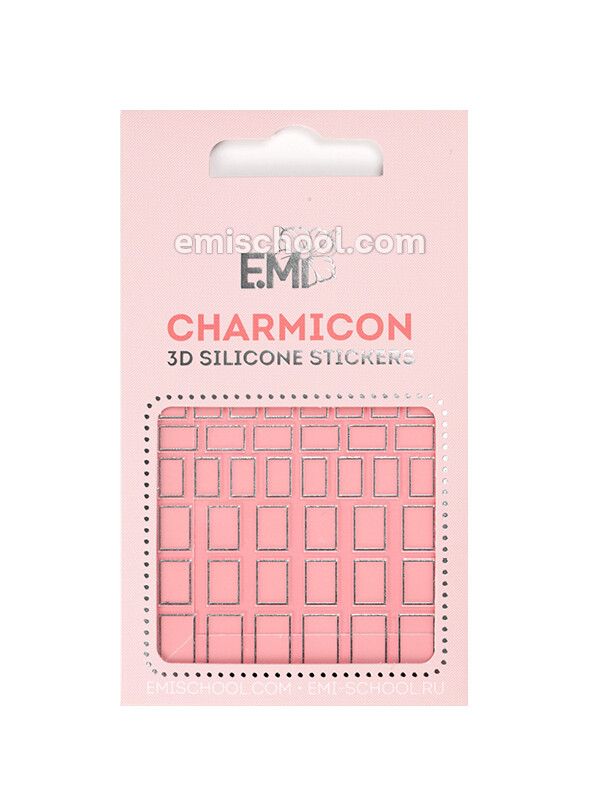 Charmicon 3D Silicone Stickers #112 Square Silver