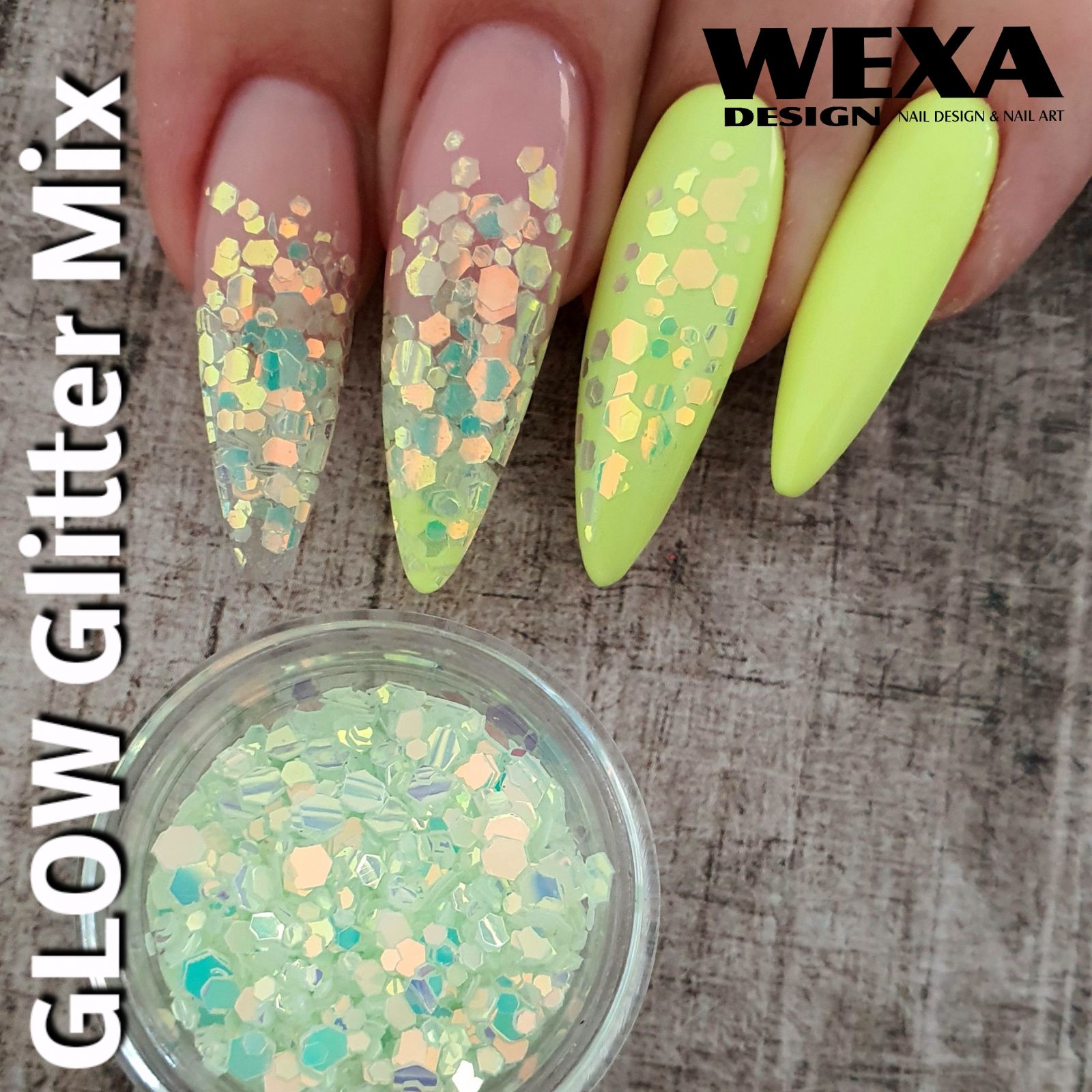 Fosforový Glitter Mix