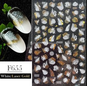 Pružné silikónové nálepky na nechty F655 | Black - White, Black - Silver holo, Black - Gold holo, White - Gold holo