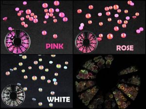Kamienky na nechty LUMINOUS svietiace - sada | PINK, ROSE, WHITE