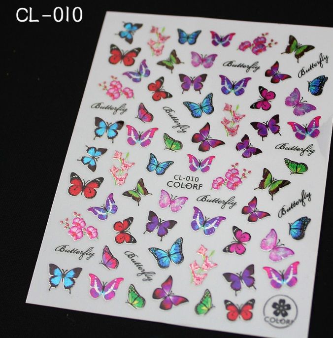 Pružné silikónové holografické nálepky motýle CL-010