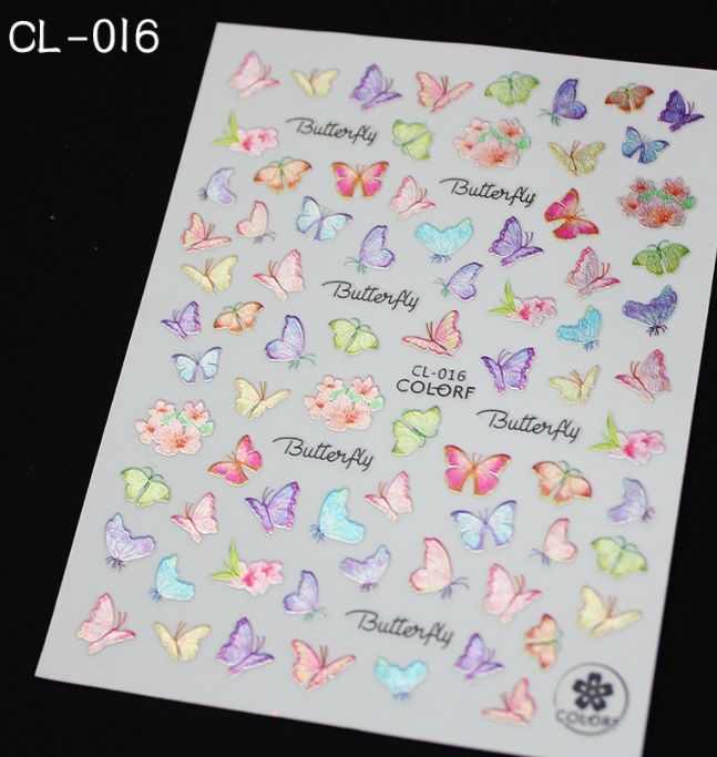 Pružné silikónové holografické nálepky motýle CL-016