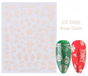 Vianočné Rose Gold samolepky na nechty STZ-G055