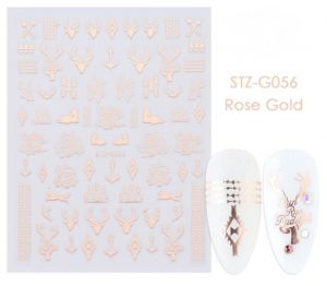 Vianočné Rose Gold samolepky na nechty STZ-G056